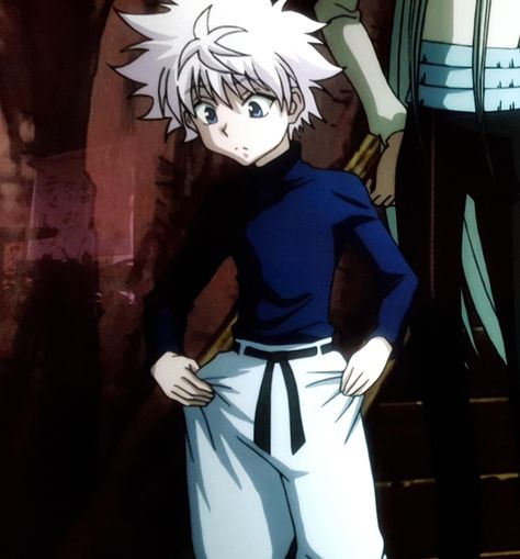 Killua, what's with these pants? Killua Turtleneck, Killua Chimera Ant Arc Outfit, Anime Inspired Outfits, Hunter Anime, Anime Inspired, White Outfits, Hunter X Hunter, Anime Outfits, Black Outfit