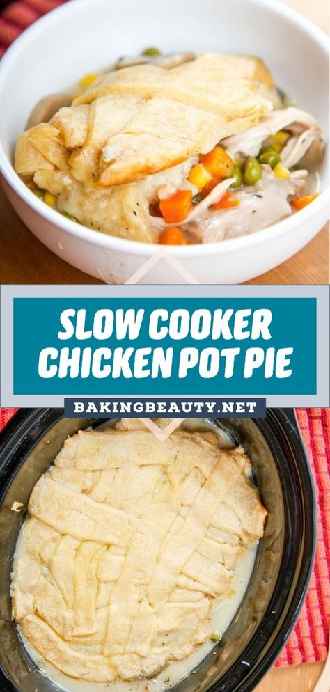 Slow Cooker Chicken Pot Pie Recipe, Chicken Pot Pie Recipe Crockpot, Slow Cooker Chicken Pot Pie, Crockpot Chicken Pot Pie, Lattice Crust, Pot Pie Casserole, Chicken Pot Pie Filling, Chicken Pot Pie Casserole, Pot Pie Filling