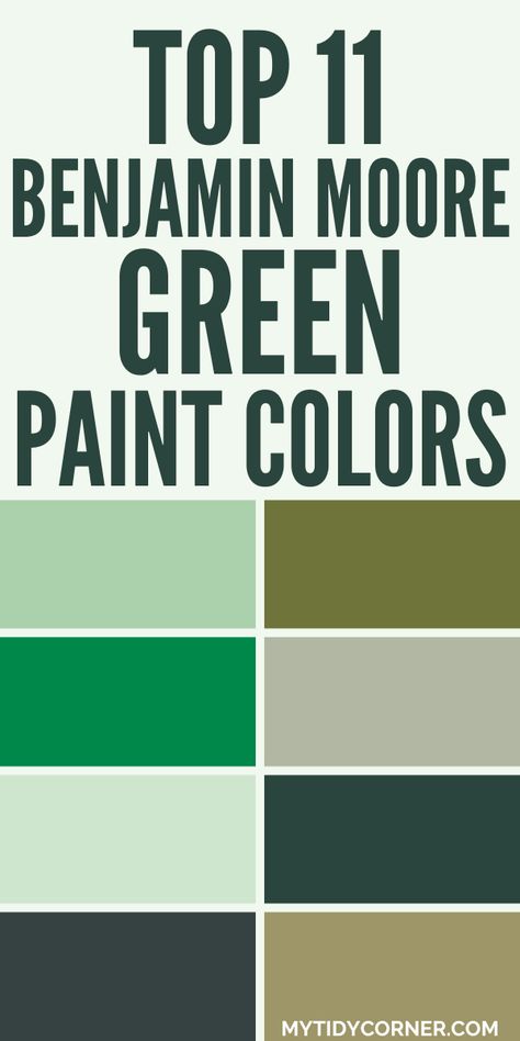 Collage of the best green paint colors from Benjamin Moore. Light Lime Green Paint, Green Apple Paint Color, Benjamin Moore Urban Nature, Benjamin Moore Popular Greens, Beautitone Green Paint Colors, Benjamin Moore Green Door, Benjamin Moore Mint Green Paint Colors, Green Indoor Paint Wall Colors, Palace Green Benjamin Moore