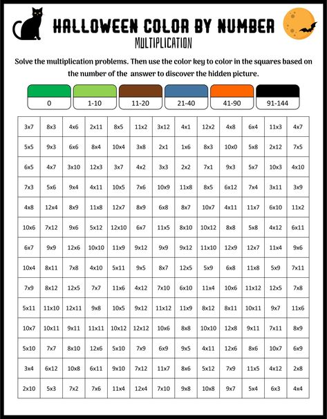 Multiplication Color By Code Worksheets Halloween Printable Halloween Math Multiplication Worksheets, Halloween Teaching Activities, Color By Multiplication Worksheet, Color Addition Worksheets, Color By Number Math Printable Free, Halloween Multiplication Activities, Color By Multiplication, Halloween Multiplication Worksheets, Christmas Multiplication Worksheets