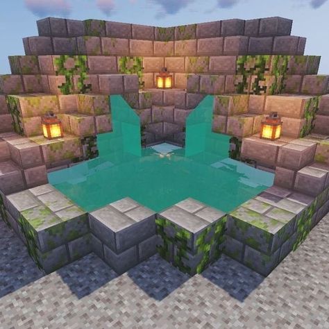 Minecraft fountain design #minecraftbuildingideas Minecraft fountain design Minecraft Kale, Minecraft Blueprint, Minecraft Fountain, Construction Minecraft, Case Minecraft, Minecraft Mansion, Minecraft House Plans, Bangunan Minecraft, Minecraft Cottage