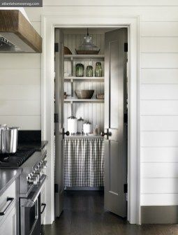 Colonial Chic, Modern Country Style, Herringbone Backsplash, Butlers Pantry, Kitchen Details, Pantry Ideas, Plank Walls, Atlanta Homes, Classic Architecture