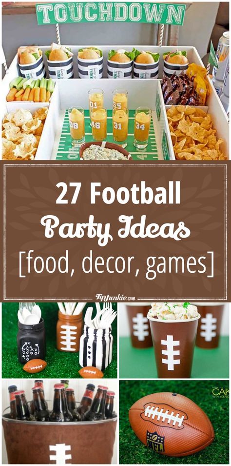 Game Day Birthday Party Ideas, Football Theme Party Food Ideas, Football Party Favor Ideas, Game Day Decorations Football, Tailgating Theme Party, Outdoor Football Party Games, Football Party Favors For Adults, Tailgate Themed Birthday Party, Football Parties Ideas