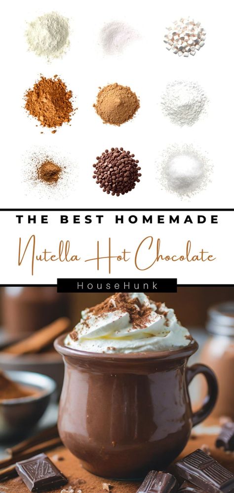 Dive into the ultimate comfort with Homemade Nutella Hot Chocolate Mix! Indulge in rich cocoa and hazelnut flavors, perfect for chilly days. Easy to make and utterly divine! Gourmet Hot Chocolate Recipe, Flavored Hot Chocolate, Nutella Drink, Hazelnut Hot Chocolate, Nutella Hot Chocolate Recipe, Homemade Hot Chocolate Mix Recipe, Nutella Hot Chocolate, Hot Chocolate Mix Recipe, Gourmet Hot Chocolate