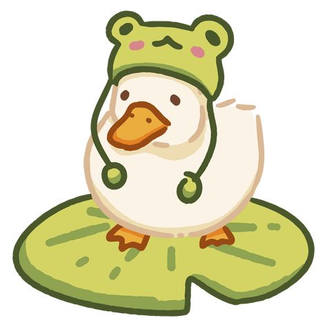 duck, frog hat, adorable, aesthetic, duckling, cottagecore frog, cottagecore aesthetic, cute drawings, draw, hand drawn, kawaii, sanrio, cute, digital painting, kawaii drawing, goose, cute goose, duck art, frog drawing, duck with hat, meme, fun, funny, cute duck, farm,