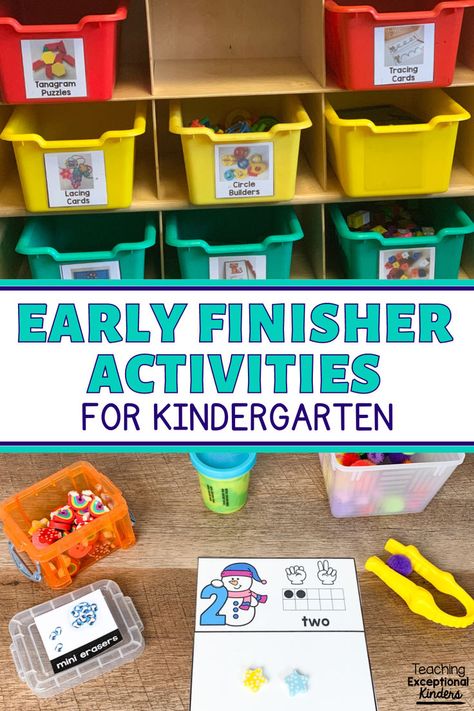 An important part of classroom management is keeping students engaged after they are finished with their work. In this post, I'm sharing my favorite early finisher activities for kindergarten. Use these idea for fast finishers to keep students on task until the next class activity begins. Early Finishers Kindergarten, Early Finisher Activities, Fast Finisher Activities, Lacing Cards, Class Activity, Activities For Kindergarten, Fast Finishers, Early Finishers Activities, New Classroom