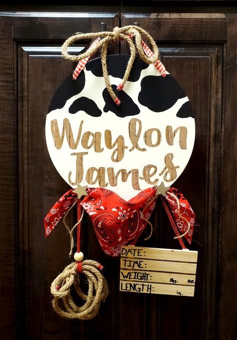 Cowboy Hospital Door Hanger, Cowboy Door Hanger, Western Nursery Baby Boy, Western Baby Nursery, Boy Door Hanger, Western Baby Nurseries, Hospital Door Hanger Boy, Nursery Door Sign, Baby Door Signs