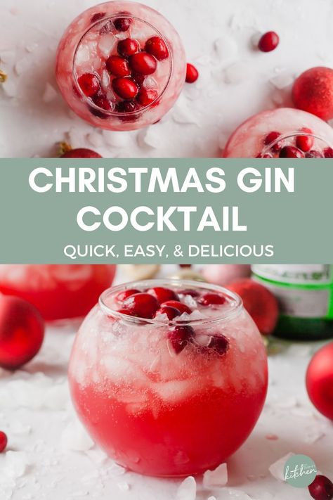 Cranberry Infused Gin, Christmas Drinks Alcohol Cranberry, Holiday Gin And Tonic, Holiday Cocktail Punch Recipes, Cranberry Gin Cocktail Holiday Drinks, Refreshing Christmas Cocktail, Cranberry Gin Fizz Cocktails, Cranberry And Gin Cocktail, Christmas Gin Fizz