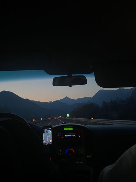 Road Trip Aesthetic Mountains, Traveling Car Aesthetic, Riding In Car Aesthetic, European Road Trip Aesthetic, Back Of Car Aesthetic, Travel By Car Aesthetic, Road Travel Aesthetic, Going On A Trip Aesthetic, Mountain Road Trip Aesthetic