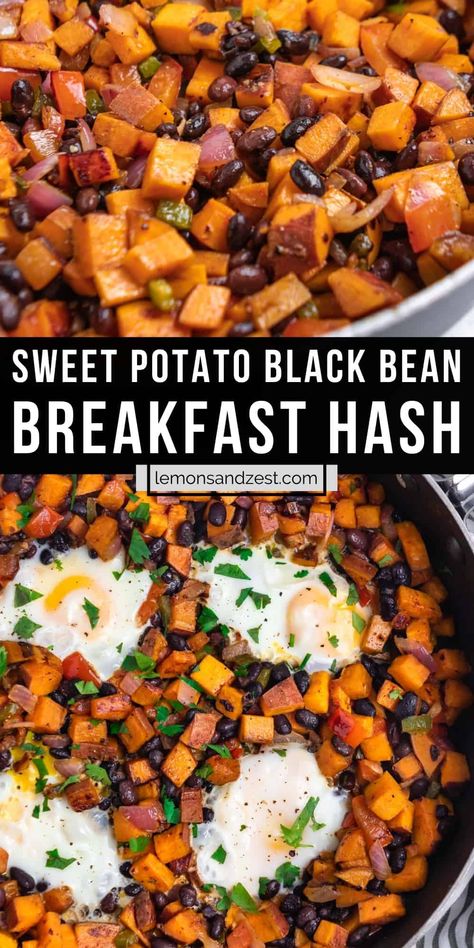 Beans And Eggs, Eggs And Sweet Potato, Sweet Potato Breakfast Hash, Sweet Potato Black Bean, Potato Breakfast, Veggie Breakfast, Breakfast Hash, Sweet Potato Breakfast, Clean Eating Breakfast