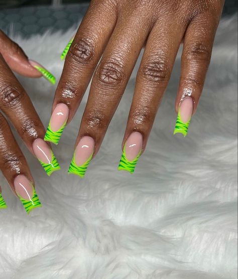 Stripes Nails, Lime Nails, Lime Green Nails, Neon Green Nails, Green Acrylic Nails, Acrylic Toes, Colored Acrylic Nails, Simple Acrylic Nails, Short Square Acrylic Nails