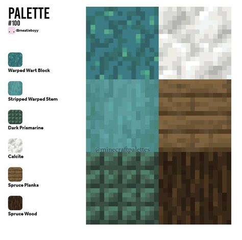 Blue Block Pallet Minecraft, Building Pallets Minecraft, Blue Minecraft Palette, Minecraft Blue Color Palette, Spruce Pallet Minecraft, Minecraft Color Combinations, Nether Block Palette, Minecraft Dye Chart, Blue Minecraft Block Palette