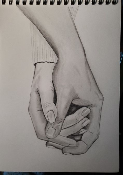 Hand In Hand Couple Drawing, Couple Hands Drawing Sketches, Boyfriend And Girlfriend Sketches, Hands Letting Go Of Each Other Drawing, Forhead Kiss Drawings, How To Draw Love, Couple Hand Sketch, Hands Couple Drawing, Cute Love Sketches Couples Drawing Ideas