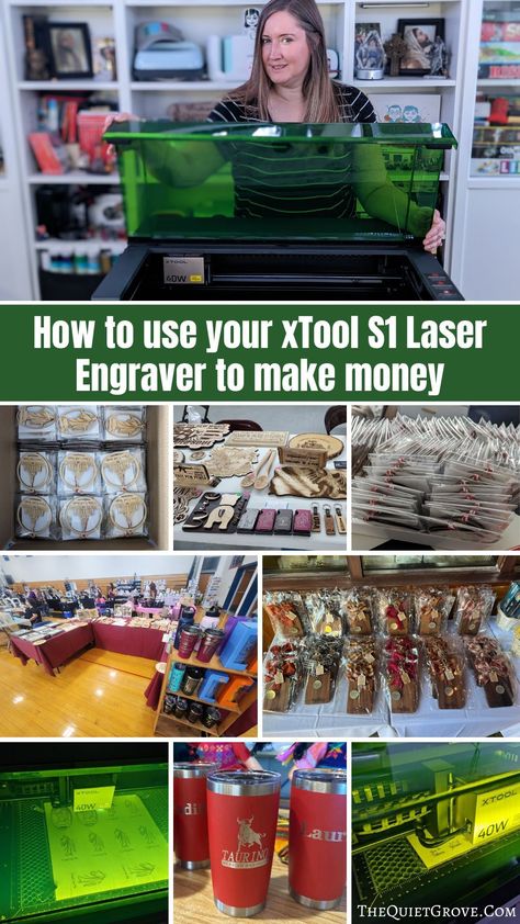 Are you looking at getting the xTool S1 Laser engraver to use for your small business? Check out my tips for using your S1 to make money. #xToolS1 #LaerEngraver #SmallBusiness How To Start A Laser Engraving Business, Small Business Laser Engraving, Laser Engraver Projects That Sell, Xtool S1 20w Project Ideas, X Tool S1 Projects, Xtool S1 40w Projects, Engraving Business Ideas, Xtool P2 Project Ideas, Laser Crafts To Sell