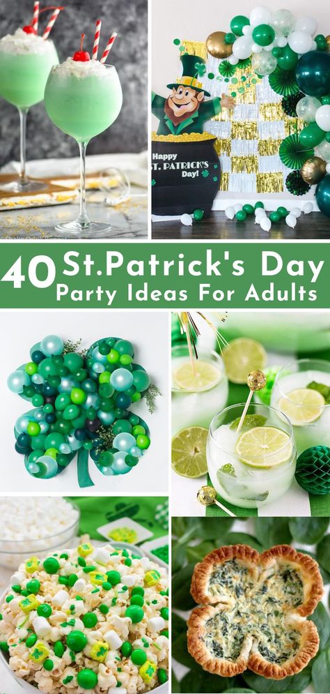 Host a St. Patrick’s Day party for your friends and family with my selection of festive St. Patrick's day party ideas for adults. Plan a delicious menu for your guests with St. Patrick's day cocktails, delicious St. Patrick's day food ideas, and sweet treats. Decorate your home with St. Patrick’s day party decorations. Enjoy a night of laughter with hilarious St. Patricks's day games for adults and fun activities. Click the link to discover more festive Irish party ideas. St Patricks Appetizers, Day Party Ideas For Adults, St Patrick Party Food, Saint Patricks Party Ideas, St Pattys Party, St Patrick's Day Appetizers, St Patricks Food, St Patricks Decorations, Party Ideas For Adults