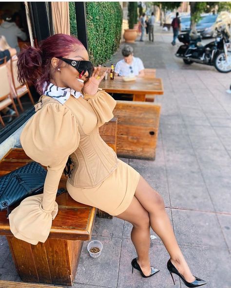 Robert Queen on Instagram: “RQ Puffy Sleeve Camel Dress paired w/ @byondmeasure Corset 🧵” Chunky Layers, Camel Dress, Puffy Jacket, Shop The Look, Hot Outfits, Peacocks, 90s Fashion, Everyday Look, Effortless Style