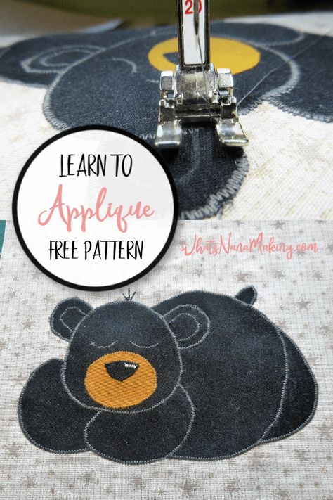 LEARN TO APPLIQUE - What's Nana Making? Applique Quilt Patterns Free Templates, Bear Applique Pattern Free, Wilderness Quilt, Applique Designs Free, Machine Applique Tutorials, Appliqué Patterns, Bear Applique, Free Applique Patterns, Fall Quilt Patterns