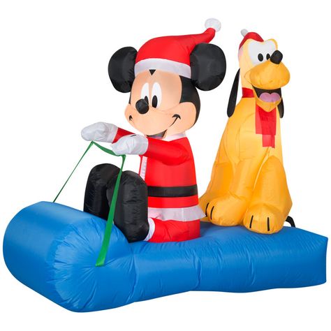 Mickey Mouse And Pluto, Holiday Inflatables, Outdoor Inflatables, Christmas Inflatables, Outdoor Holiday Decor, Disney Addict, Disney Holiday, Christmas Porch, Disney Christmas