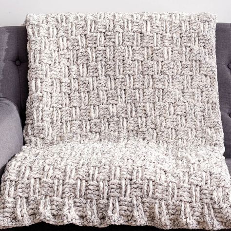 Create Cozy and Rustic Projects with Bernat Blanket Tweeds Basket Weave Crochet Blanket, Bernat Blanket Patterns, Crochet Basket Weave, Basket Weave Blanket, Crochet Blanket Yarn, Crochet Blanket Kit, Basket Weave Crochet, Weave Blanket, Bernat Blanket