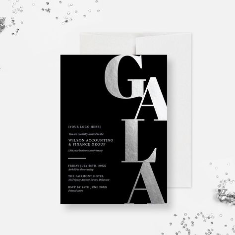 "Looking to make a statement with your event invitation? Our Gala invitation digital template is bold, striking, and perfect for any formal gathering. Featuring Gala in bold silver letters on a customizable blue background, this editable digital template is ideal for a wide range of events, from charity galas to corporate functions. With our easy-to-use template, you can quickly personalize all the important details of your event, including the date, time, location, and dress code. You can also Dark Blue Invitation, Fundraiser Gala, Gala Invitation, Gala Party, Professional Event, Business Party, Gala Dinner, Party Invites, Invitation Digital