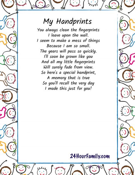 My Handprints Poem Printable, Mother Day Poems From Kids, My Handprints Poem, Free Printable Handprint Poem, Mother’s Day Poem Preschool, Handprint Poems For Parents, Mothers Day Handprint Poem, Mothers Day Poem From Kids, Mother’s Day Poems From Kids