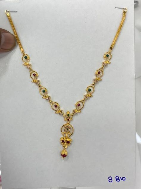 10grams Gold Necklace Designs, 8 Grams Gold Necklace, Ruby Necklace Designs, Beaded Wedding Jewelry, Simple Necklace Designs, Jewelry Necklace Simple, Gold Jewels Design, Gold Bangles For Women, Black Beads Mangalsutra Design