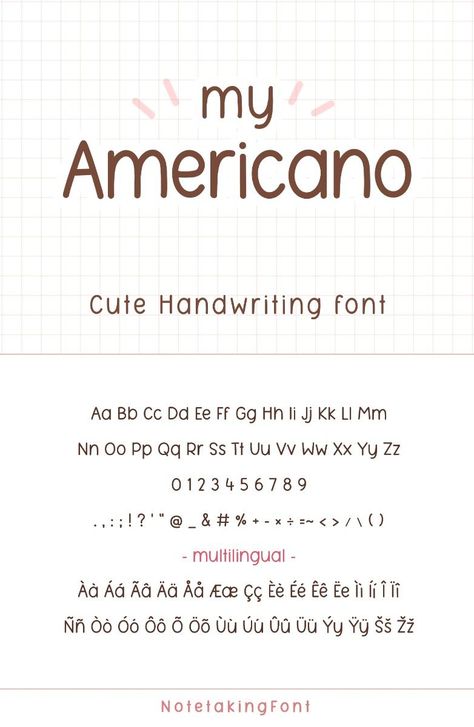 My Americano : Neat Handwriting font for GoodNotes | My Americano - Stylish handwriting font for GoodNotes with over 100 glyphs. Perfect for journaling, planning, and Neat Handwriting Fonts, Notability Fonts, Bullet Journal Fonts Alphabet, Aesthetic Fonts Handwriting, Handwriting Fonts Alphabet, Cute Fonts Handwriting, Neat Fonts, Goodnotes Cute, Goodnotes Fonts