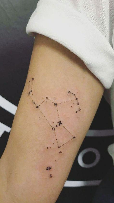 210+ Amazing Constellation Tattoos With Meanings (2023) - TattoosBoyGirl Orion's Constellation Tattoo, Minimalist Orion Tattoo, Star Tattoo Constellation, Orion Star Constellation Tattoo, Orion Stars Tattoo, Back Tattoo Constellation, Constellation Tattoo Orion, Orion The Hunter Tattoo, Orion Tattoo Simple