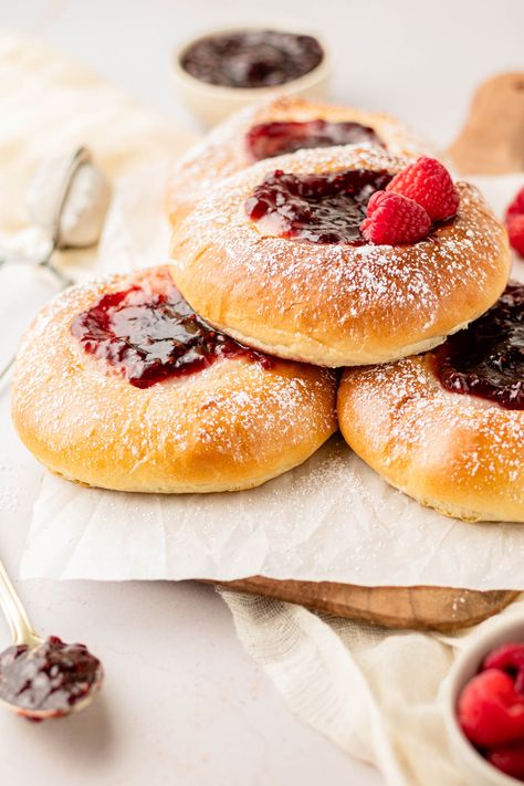 Raspberry Cheesecake Brioche Buns | Sift With Kima Custard Brioche Buns, Blueberry Cheesecake Brioche Buns, Raspberry Custard Buns, Cheesecake Buns, Brioche Bread Recipe, Custard Buns, Food References, Jam Donut, Cheese Buns