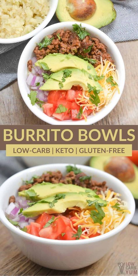 Make a Mexican restaurant fave - keto burrito bowls! They are a super-easy dinner and nutritious lunch that is also low-carb. Keto Burrito, Mexican Keto, October Food, Nutritious Lunch, Clean Keto, Fantastic Recipes, Super Easy Dinner, Low Carb Mexican, Burrito Bowls