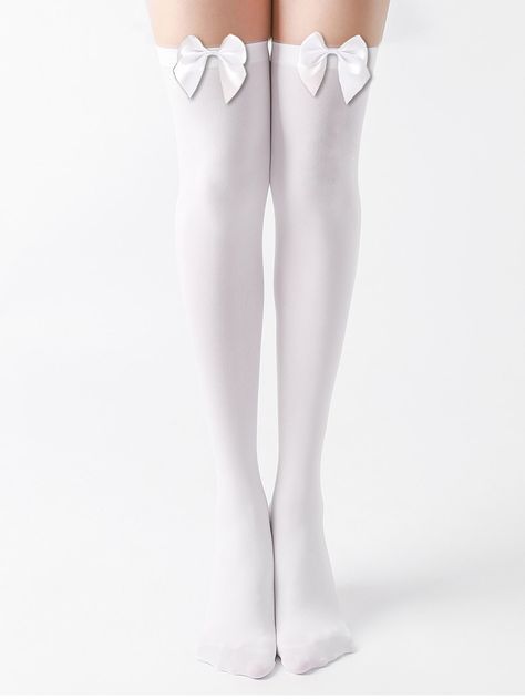 White Thigh High Socks, White Knee High Socks, White Thigh Highs, Thigh Socks, Fashion Bella, Dr Closet, Cute Stockings, White Tights, Sock Outfits