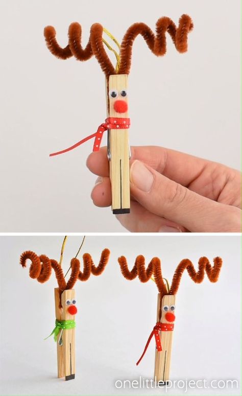 These clothespin reindeer are SO CUTE! And they’re really easy to make! In less than 5 minutes you can make an adorable homemade Christmas ornament using only dollar store supplies! This is such a fun Christmas craft and a great craft for kids! Such a creative little Rudolph craft! Clothespin Reindeer, Homemade Christmas Ornament, Reindeer Christmas Ornaments, Rudolph Crafts, Clothespin Crafts Christmas, Christmas Clothespins, Dollar Store Christmas Crafts, Christmas Crafts For Kids To Make, Kids Christmas Ornaments