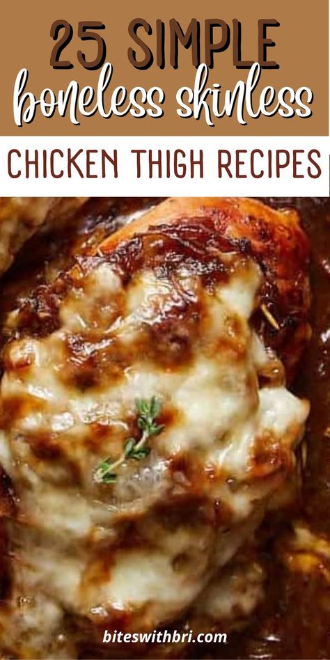 Boneless Chicken Thighs Crockpot, Boneless Skinless Chicken Recipes, Chicken Thigh Casserole, Baked Boneless Chicken Thighs, Boneless Skinless Chicken Thigh Recipes, Skinless Chicken Thigh Recipes, Chicken Boneless Breast Recipes, Chicken Thigh Recipe, Crockpot Chicken Thighs