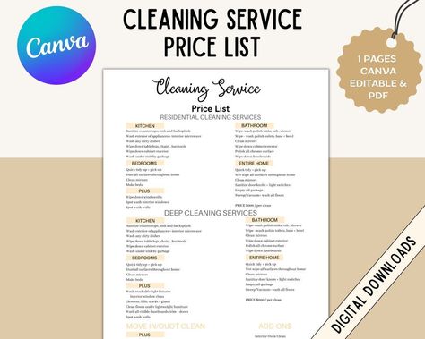 Editable Cleaning Service Price List Cleaning Agreement Cleaning Service Cleaning Business Housekeeper Agreement-janitor Contract - Etsy House Cleaning Prices, Cleaning Services Prices, Small Business Tax Deductions, Cleaning Contracts, Residential Cleaning Services, Professional House Cleaning, Residential Cleaning, How To Clean Mirrors, Service Kitchen