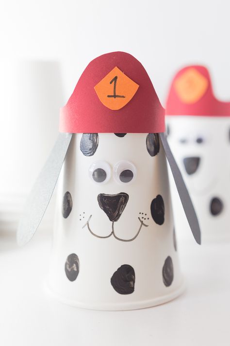 Dalmation Fire Dog Craft, Firefighter Crafts For Toddlers, Fire Prevention Crafts, Fire Prevention Week Preschool, Safety Town, Fire Safety Preschool Crafts, Fireman Crafts, Safety Preschool, Fire Safety Crafts