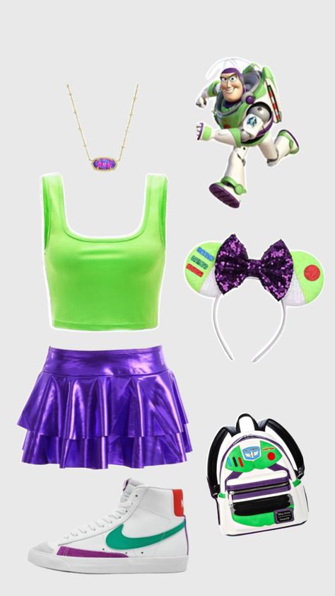 BUZZLIGHT YEAR Cute Toy Story Halloween Costumes, Disneybound Outfits Toy Story, Preppy Outfits For Disney, Disney Bounding Buzz Lightyear, Toy Story Pep Rally, Cute Disney Character Outfits, Easy Disney Bounding Outfits, Buzz Halloween Costume Women, Buzz Lightyear Disney Outfit