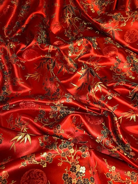 Brocade Fabric Dresses, Silk Aesthetic, Chinese New Year Dress, Chinese Brocade, Mha Dr, Chinese Fabric, Red Drapes, Chinese Aesthetic, Pink Wedding Theme