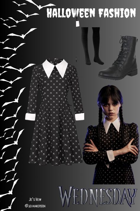 Looking for costume insporation? Dress up as everyone's favorite member of the Addams Family, Wednesday for Halloween! #Wednesday #AddamsFamily #WednesdayAddams #Costume #Halloween Wensday Adam Costume, Wensday Adams Outfits 2022, Wensday Adam, Wednesday Addams Outfits 2022, Lurch Addams Family Costume, Wednesday Addams Nevermore Uniform, The Addams Family Wednesday, Wednesday Addams Dress 2022, Halloween Wednesday