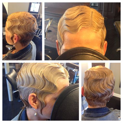 More finger waves! I love doing this, plus short hair is perfect for it. Short Hair Waves, Finger Waves, Blonde Bombshell, Hair Inspo, Dyed Hair, New Hair, Hair Inspiration, Short Hair, Short Hair Styles