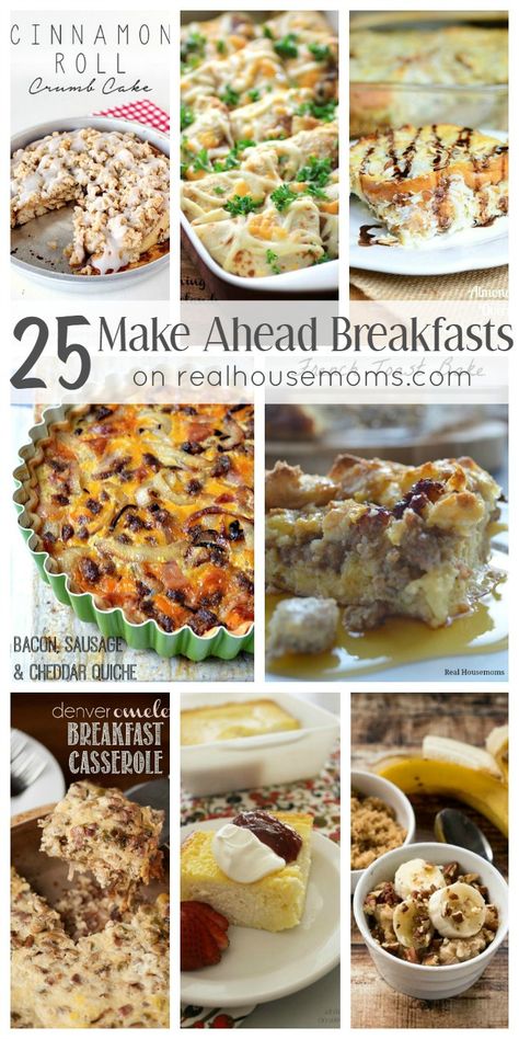 25 Make Ahead Breakfasts on Real Housemoms Make Ahead Breakfast Recipes, Make Ahead Breakfasts, Breakfast Casserole With Bread, Xmas Morning, Brunch Foods, Breakfast Yummy, Breakfast Specials, Meal Kits, Freezer Breakfast