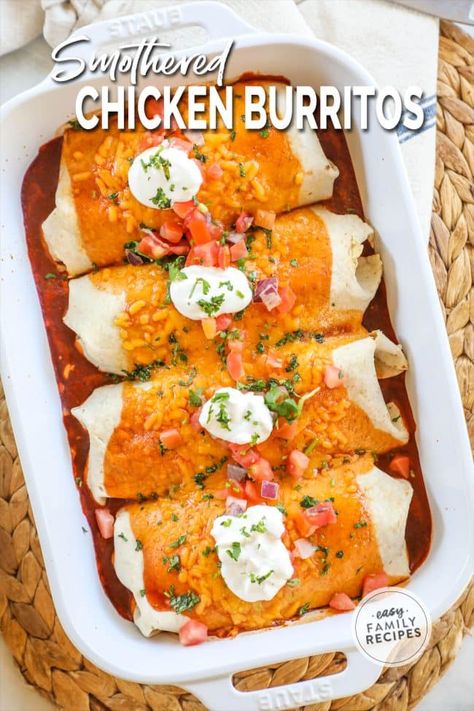 Smothered Chicken Burritos Easy, Oven Chicken Burritos, Wet Chicken Burrito Recipe, How To Make Chicken Burritos, Baked Chicken Burritos Easy, Chicken Burritos Recipe Easy, Wet Burrito Recipe Chicken, Oven Baked Chicken Burritos, White Chicken Burritos