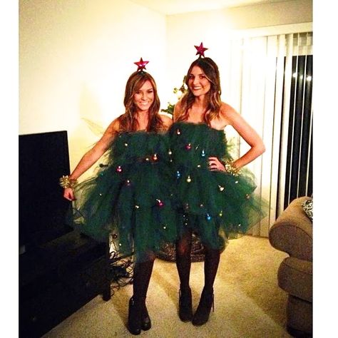 As requested via Pinterest for a how to on making this costume// please bare with me on my directions. I made this costume last year and d... Cheap Ugly Christmas Sweater, Christmas Tree Outfit, Ugly Christmas Sweater Outfit, Christmas Costumes Women, Tacky Christmas Party, Christmas Tree Costume, Diy Christmas Sweater, Christmas Sweater Outfits, Tree Costume