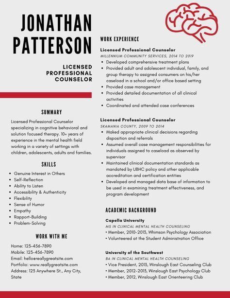 Want to create or improve your Licensed Professional Counselor Resume? The resume is a key document in the placement process. Check out our samples resumes or guidance & find the right template for the job. #resume #job #career #CareerAdvice #resumetips #JobSearchingtips Internship Resume, Professional Resume Examples, Education Resume, Resume Template Examples, Licensed Professional Counselor, Cv Examples, Resume Objective, Downloadable Templates, Resume Skills