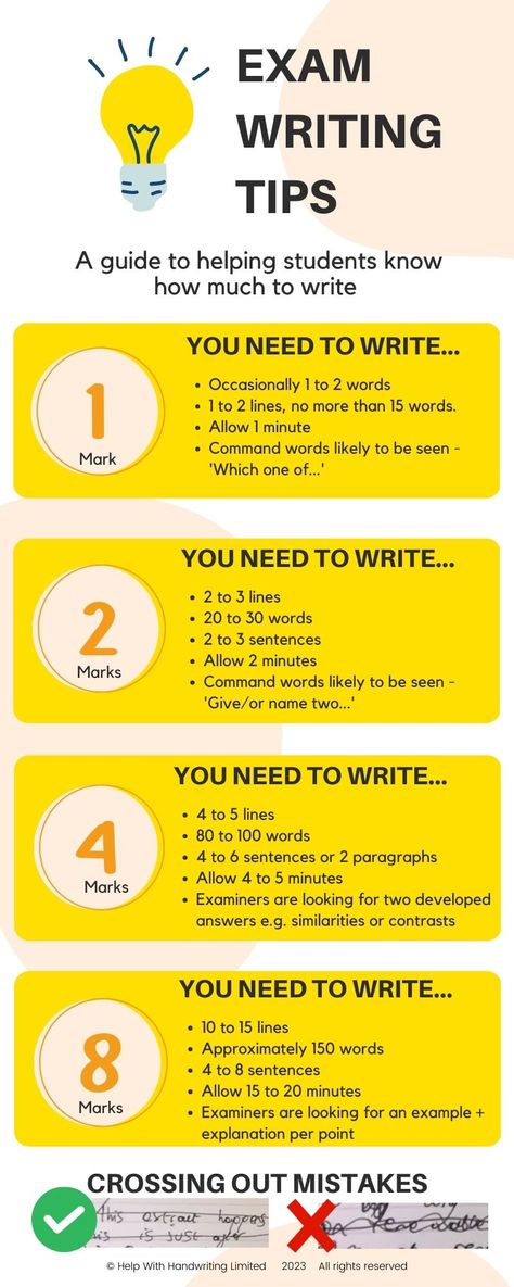 Use this guide to help your child learn how much writing is expected of them in exams. How To Write In Exam Paper, How To Write Fast In Exams, Handwriting Help, Revision Timetable, Managing Time, Bullet Journal Work, University Exam, Exam Time, Past Exam Papers