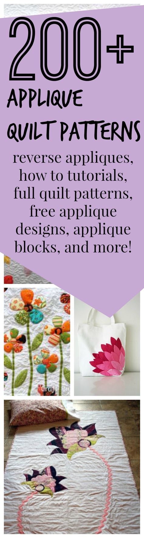 200 + Free Applique Designs and Applique Quilt Patterns - Learn how to applique and download free applique templates from one of our hundreds of applique DIY ideas. Applique Quilts Patterns, How To Applique, Appliqué Patterns, Hand Quilting Patterns, Quilt Applique, Appliqué Quilts, Applique Ideas, Applique Tutorial, Tshirt Quilt