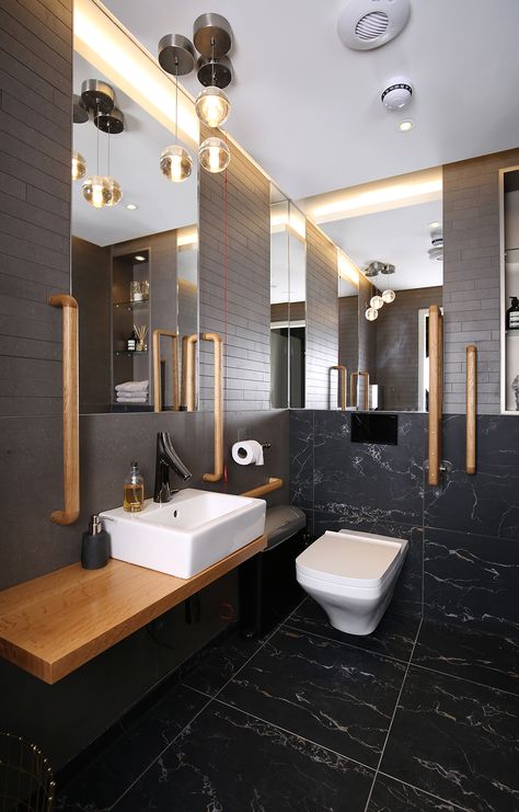 Ada Toilet, Accessible Bathroom Design, Disabled Bathroom, Ada Bathroom, Wc Design, Small Toilet Room, Restroom Design, Modernist House, Accessible Bathroom