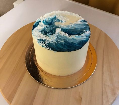 THIS IS BEAUTIFUL Teal Vintage Cake, Ocean Wave Cake, Ocean Birthday Cakes, Water Cake, Summer Birthday Cake, Beach Birthday Cake, Surf Cake, Wave Cake, Beach Themed Cakes