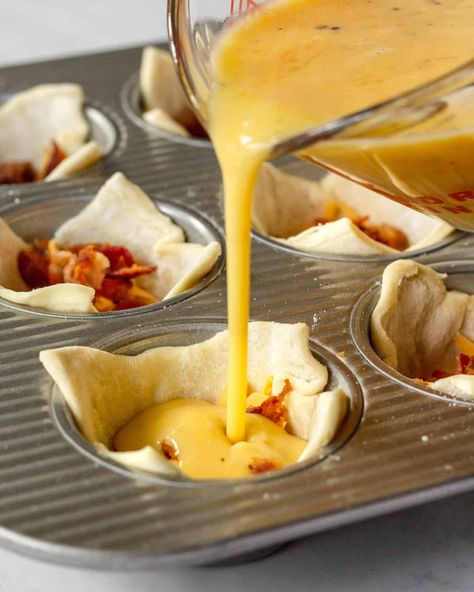 The best puff pastry breakfast recipe! These puff pastry breakfast cups are perfect for breakfast, brunch, or on the go & are easy to make! Eggs Puff Pastry Breakfast, Puff Pastry Breakfast Cups, Breakfast Casserole Bites, Individual Brunch Ideas, One Pot Breakfast Recipes, Puff Pastry Breakfast Pockets, Puff Pastry Breakfast Sandwich, Puff Pasty Recipe Breakfast, Breakfast Ideas Muffin Tin