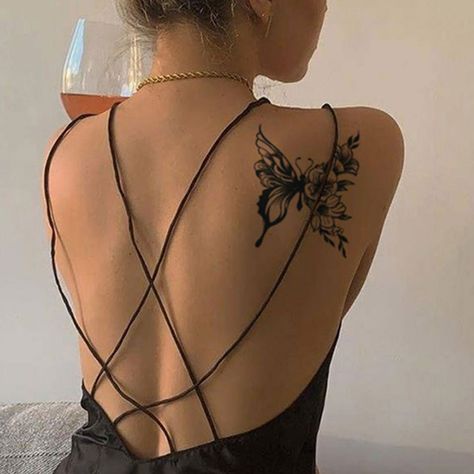 Butterfly Tattoo On Back For Women, Back Right Shoulder Tattoo, Back Shoulder Butterfly Tattoo For Women, Women’s Back Shoulder Tattoo, Back Upper Shoulder Tattoo For Women, Back Tattoo Women Side, One Side Back Tattoo Women, Back And Side Tattoos For Women, Women’s Upper Back Tattoo