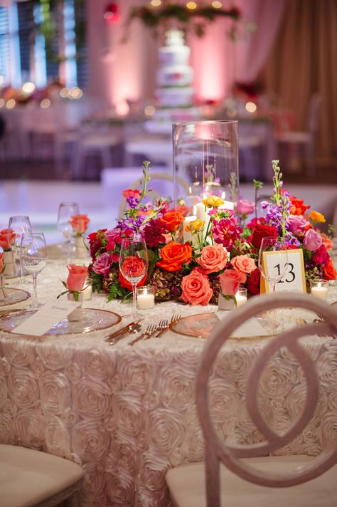 A Garden-Inspired Ballroom Wedding in Ohio - Inside Weddings Round Wedding Tables, Wildflower Wedding Theme, Mexican Themed Weddings, Hacienda Wedding, Round Table Decor, Inside Weddings, Boda Mexicana, Wedding Inside, Ballroom Wedding